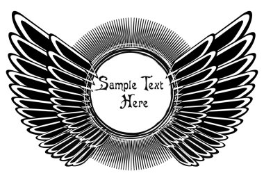 siyah kanatlar ve güneş şekli