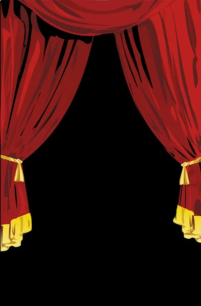 赤い劇場のカーテンを開く — ストックベクタ