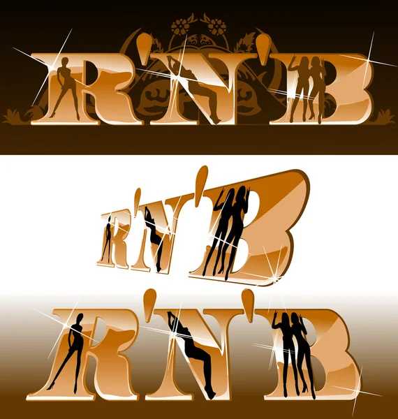 R'n'B Titles, Girls Silhouette — Stock Vector