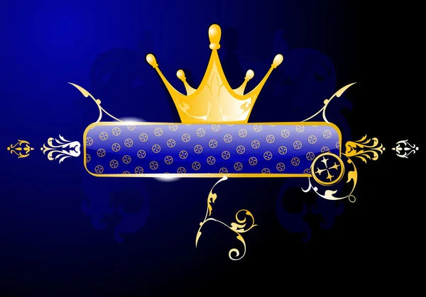 Gold Crown and Glow Blue Banner — Stock Vector