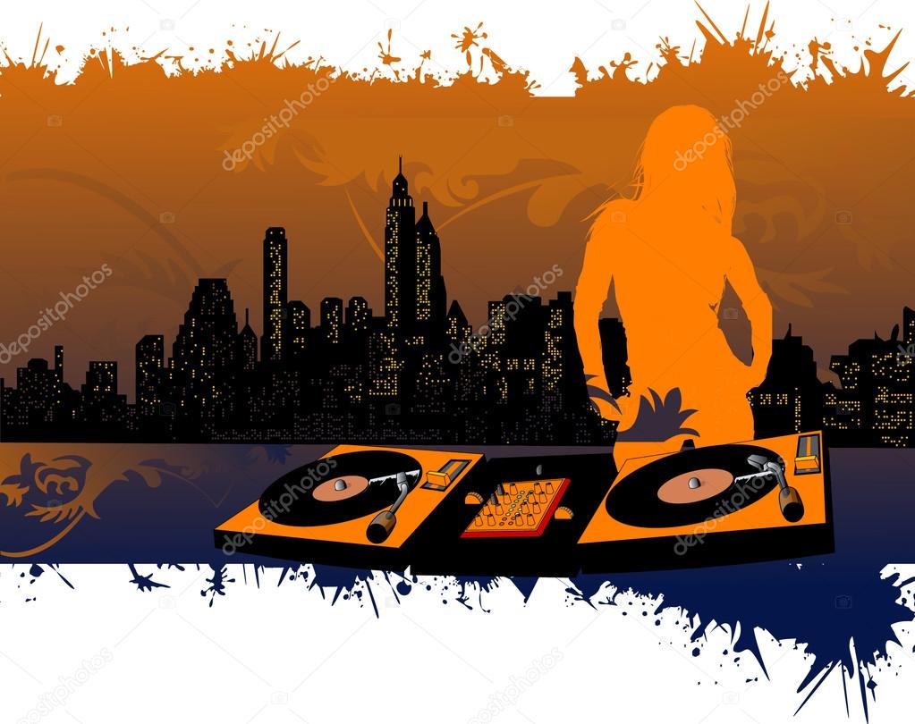 Girl DJ Silhouette Stock Vector by ©aakbar 45829117, image size:1023x810