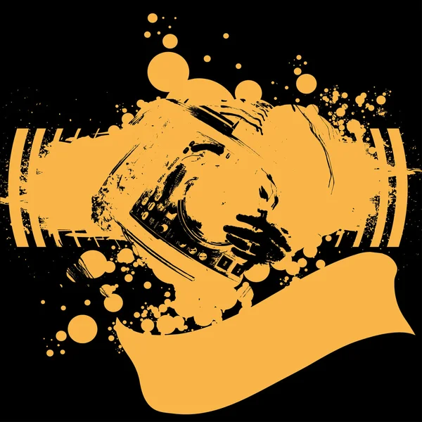 Plaque tournante DJ Graffiti jaune . — Image vectorielle
