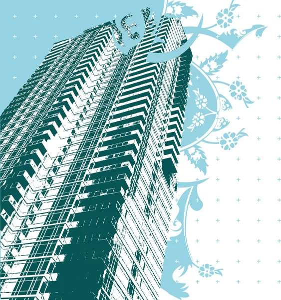 Rascacielos y curvas azules — Archivo Imágenes Vectoriales