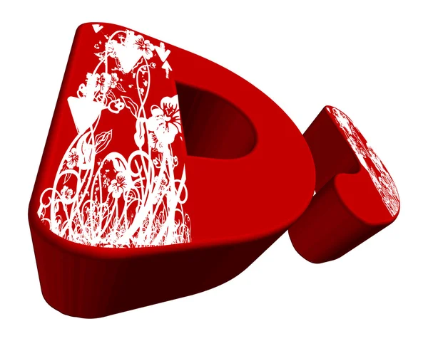 Rode 3D-dj en wit gebladerte — Stockvector