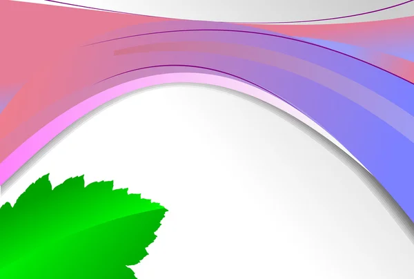 Fond violet avec feuille verte — Image vectorielle