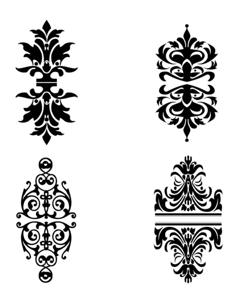 Four High Detailed Ornate Design Elements — Stock Vector