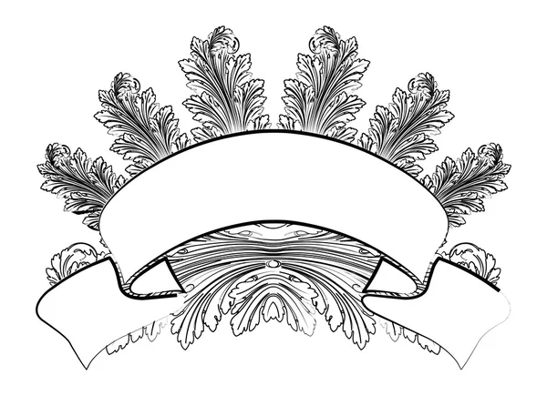 Feuilles baroques et bannière dans le style calligraphique — Image vectorielle