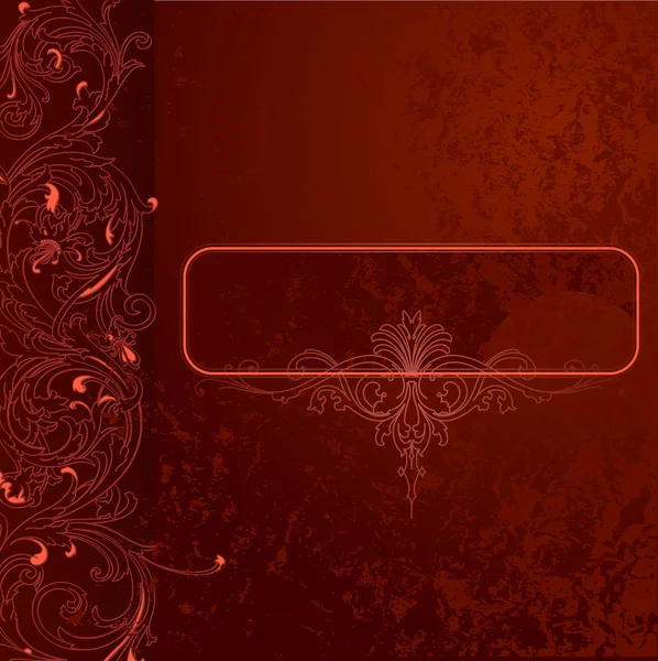 Brown-red Grunge Lace Background With Banner — Stock Vector