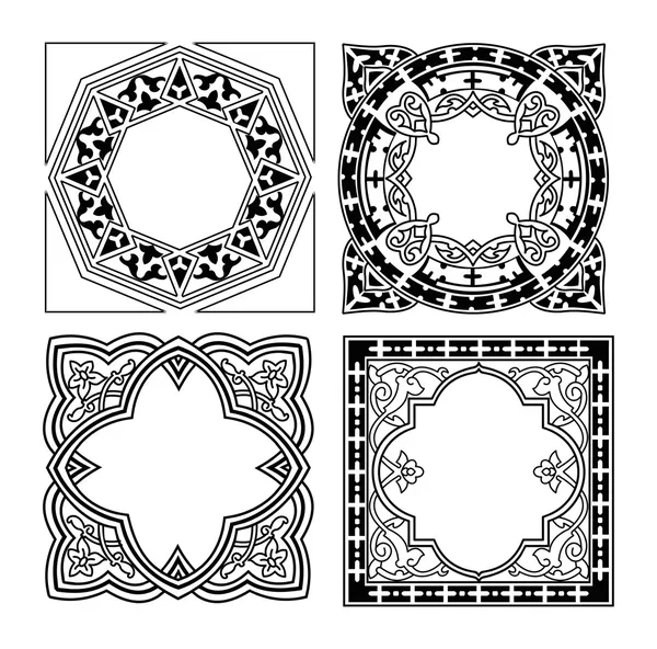 黒と白の様々 なクワッド飾り — ストックベクタ