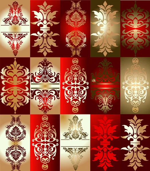 Oro Rojo Varios Elementos Adorno — Vector de stock