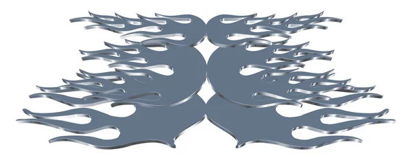Flamme grise 3d avec bordure chromée — Image vectorielle