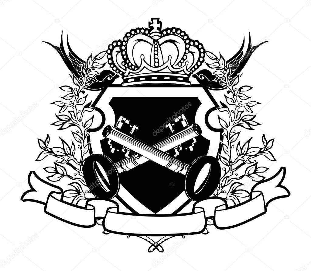 Two keys on heraldic crowned shield.