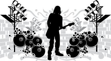 siyah siluet gitarist