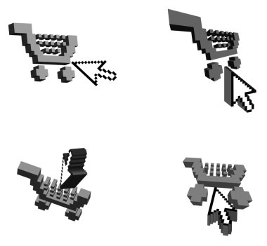 3D alışveriş sepetleri ve ok imleci