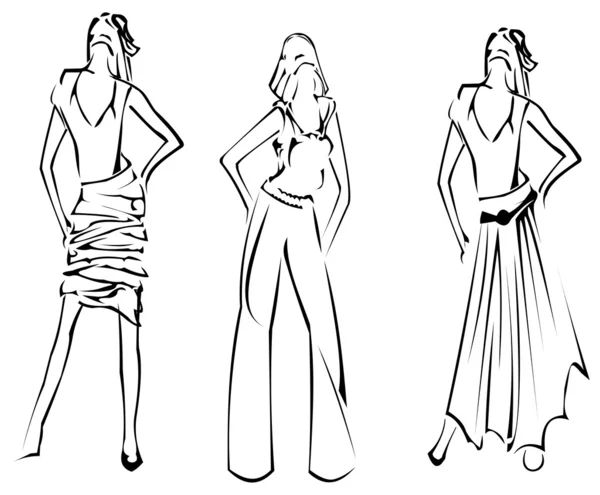 Fashion Girls Designer Sketch — Stock Vector