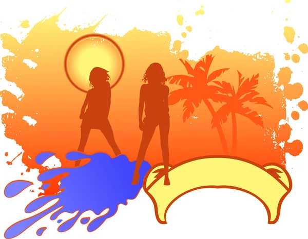 Girls Vacation Logo. — Stock Vector