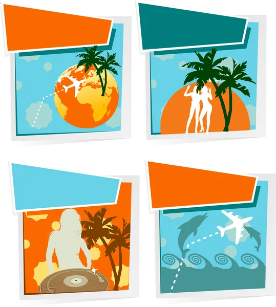Quatro ícones de férias de verão —  Vetores de Stock