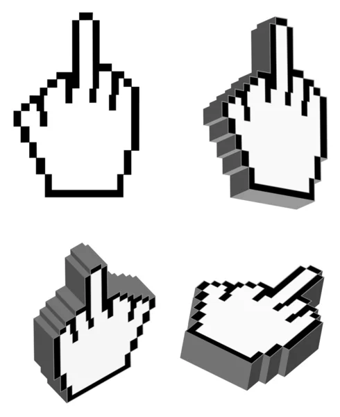 3D Vector Hand Cursors — Stock Vector