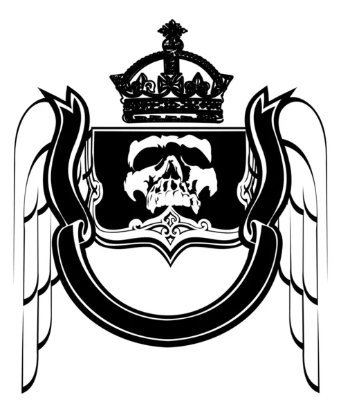 Coronada Scull Heráldica — Vector de stock