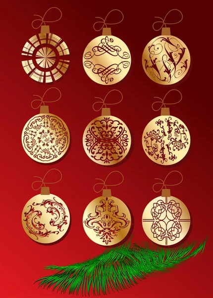 Ornamento de Natal com bolas . — Vetor de Stock