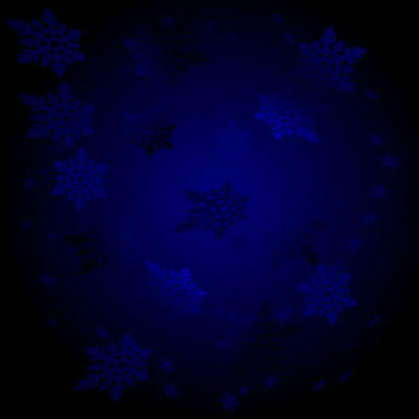 Black Blue Night Snowflakes — Stock Vector