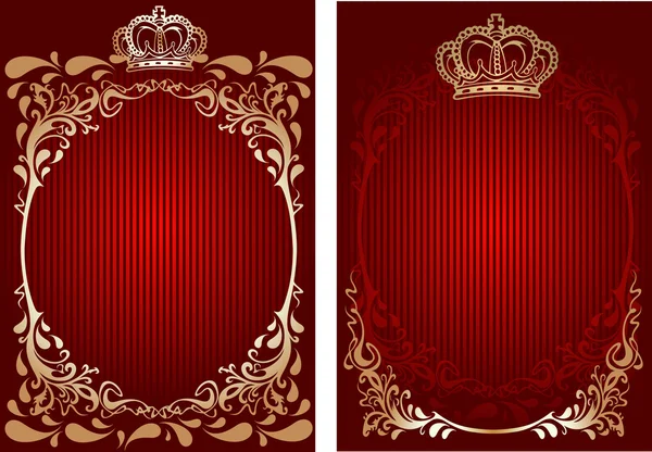 Rode en Gouden Koninklijke sierlijke banner. — Stockvector