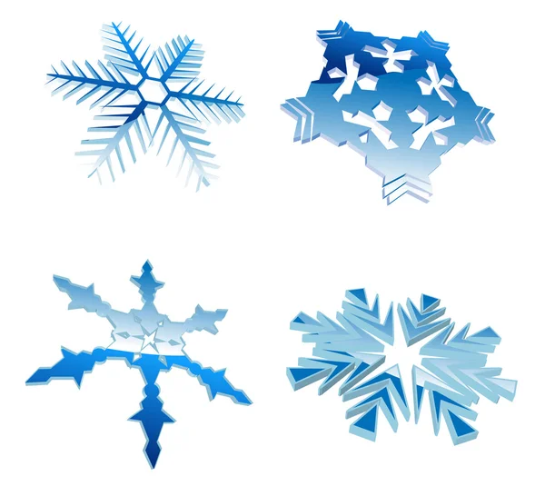 Set Of  3D Snowflakes — Stock Vector