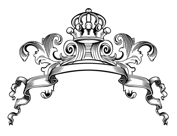 Bannière courbes vintage Couronne — Image vectorielle