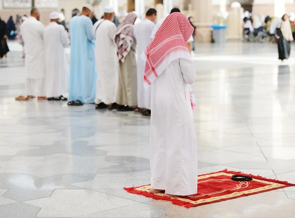 Muslims praying together at Holy mosque — Stock Photo, Image