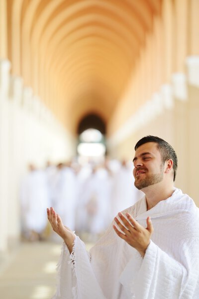 Muslim pilgrims at Miqat