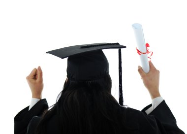 elbise diploma ile mezun kız öğrenci