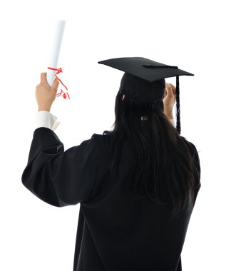 elbise diploma ile mezun kız öğrenci