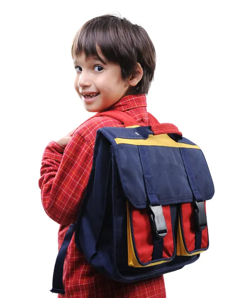 Niño de escuela con mochila — Foto de Stock