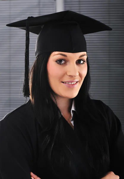 Diák girl egy akadémiai ruha, a végzős és a diploma Jogdíjmentes Stock Képek