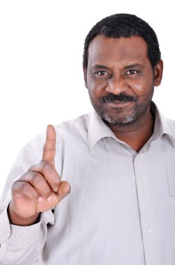 yakışıklı Afrikalı-Amerikalı işadamı işaretleme