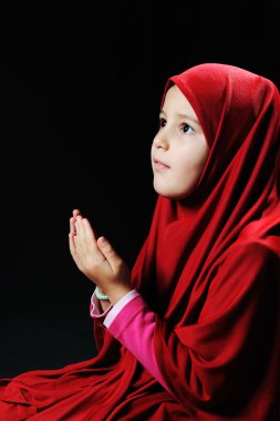 Muslim pray, little girl clipart