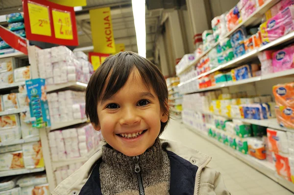 Desperate and disappointed kid at shopping mall — Stock Photo, Image