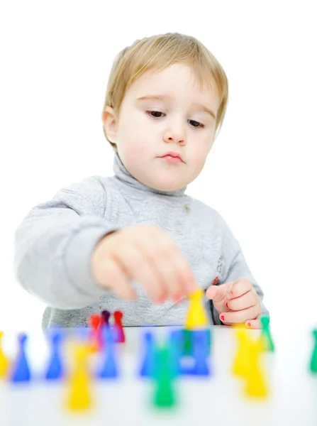 Retrato de bebê com brinquedos — Fotografia de Stock