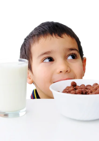 Молоко, пластівці, дитинство — стокове фото