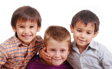 izole küçük bir grup çocuk, mutluluk,