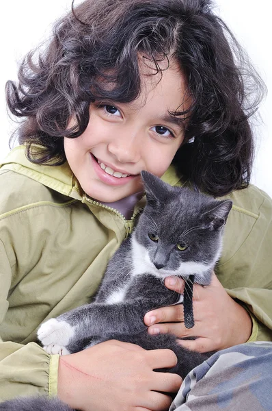 Menina com gato — Fotografia de Stock