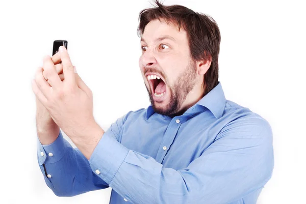 Yelling man on phone — Stock Photo, Image