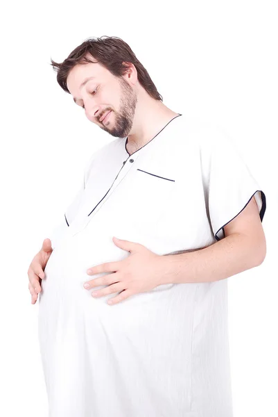 Hombre gordo con expresión gozosa en su cara — Foto de Stock