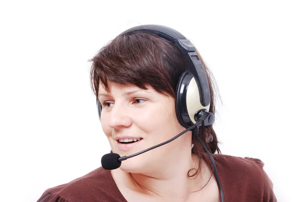 Attactive woman with a headphones on head Royalty Free Stock Photos