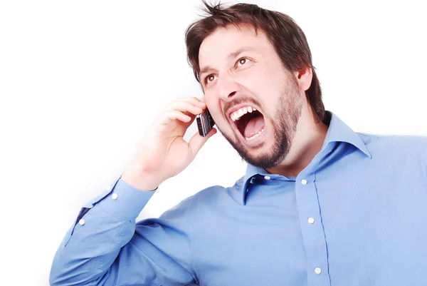 Angry man and phone Stock Photo