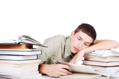 genç adamla siting ve yazma çok kitap