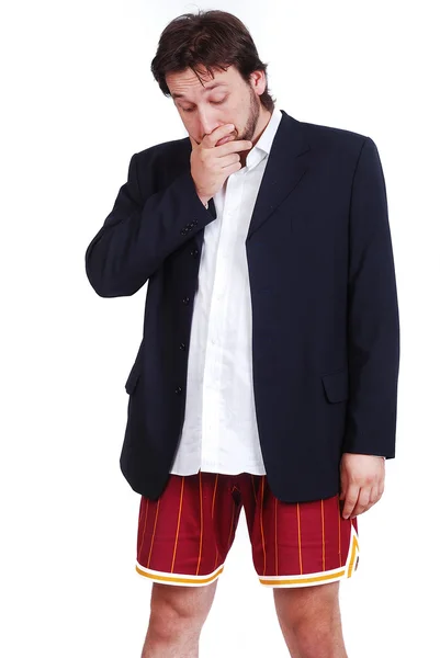Genç bir erkek model ceketli ve kısa pantolon — Stok fotoğraf