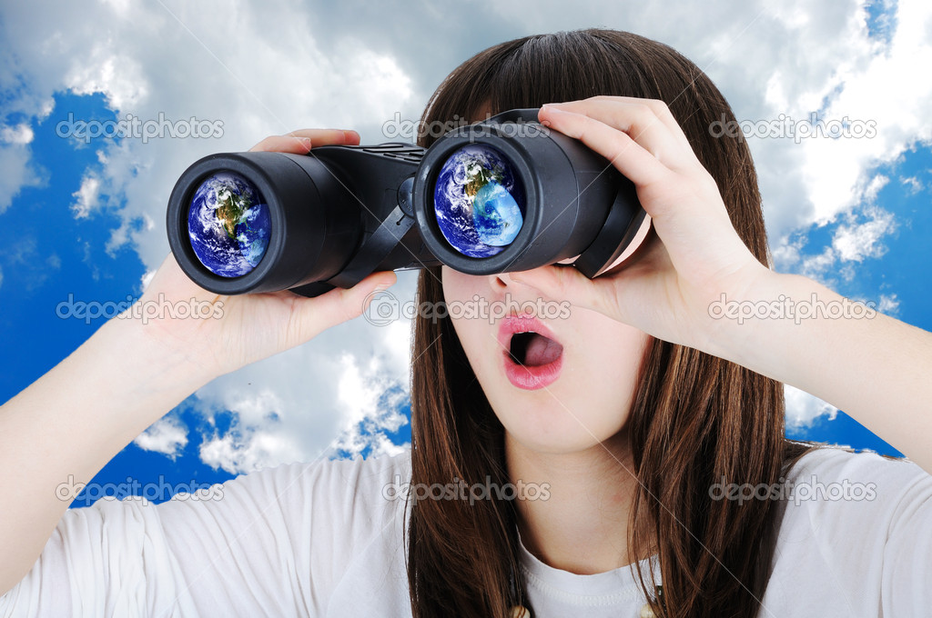 Girl with binoculars