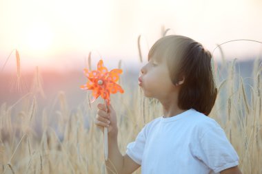 Mutlu çocuk hasat alanında