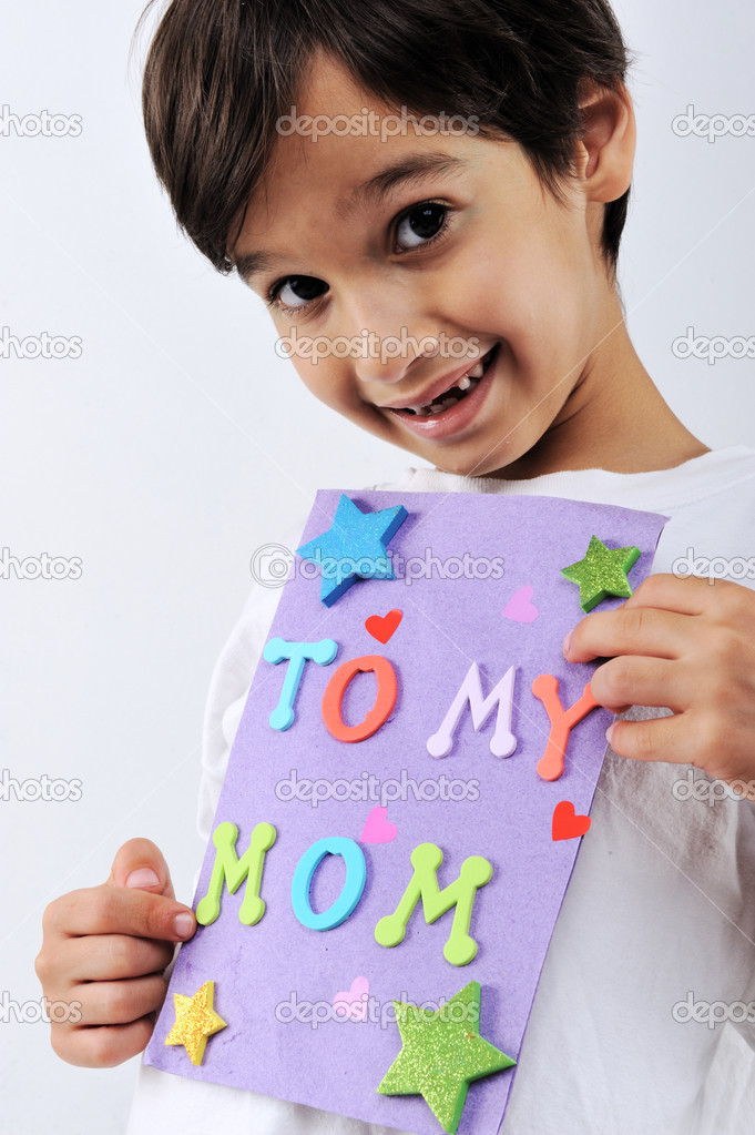 Kid holding message for lovely Mom